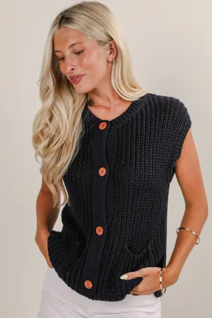 Admired Poise Navy Sleeveless Knit Top