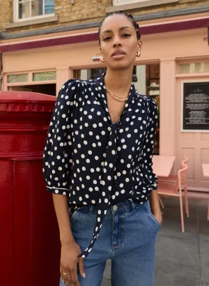 Amalie Printed?Tie Neck?Blouse