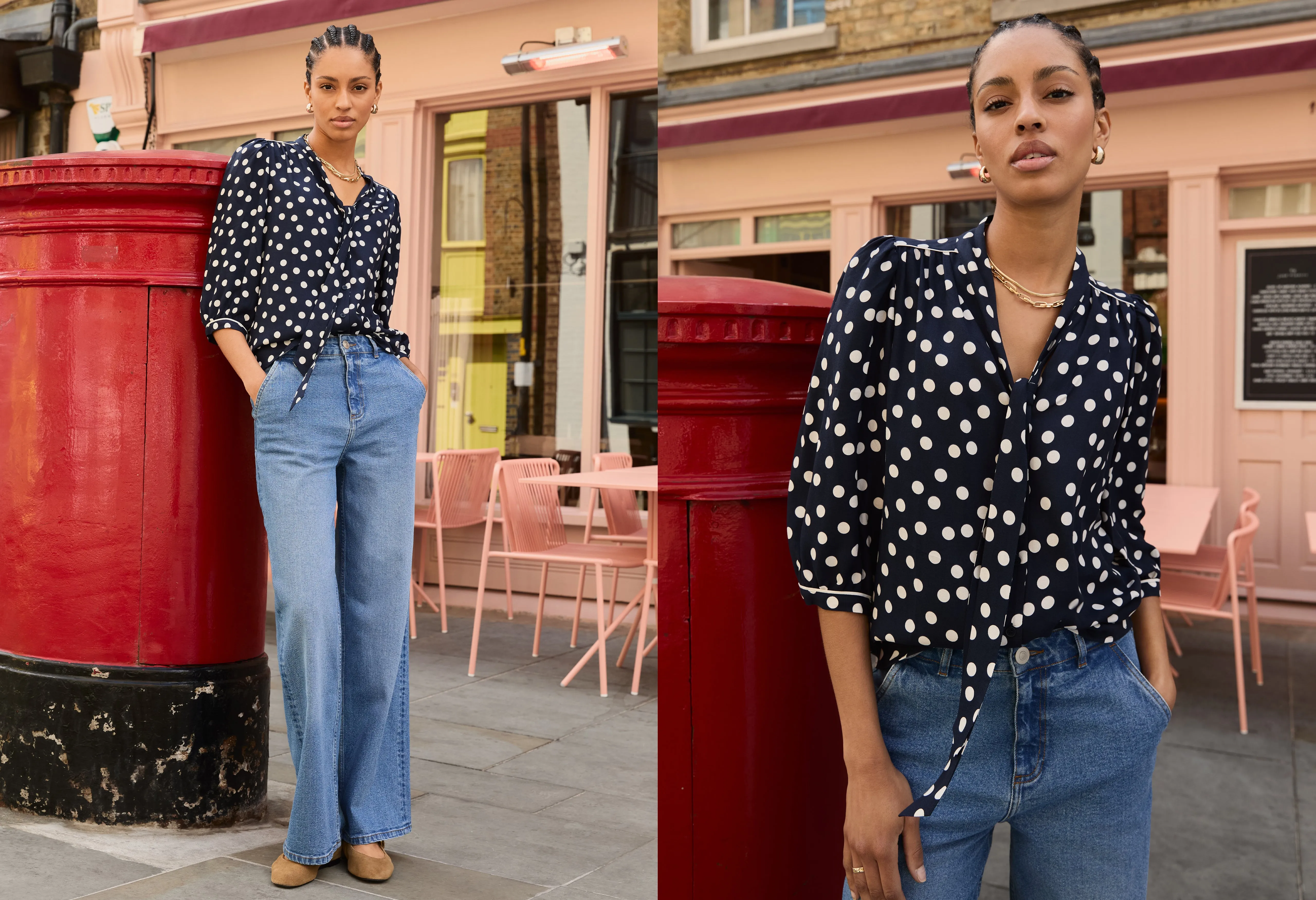 Amalie Printed?Tie Neck?Blouse