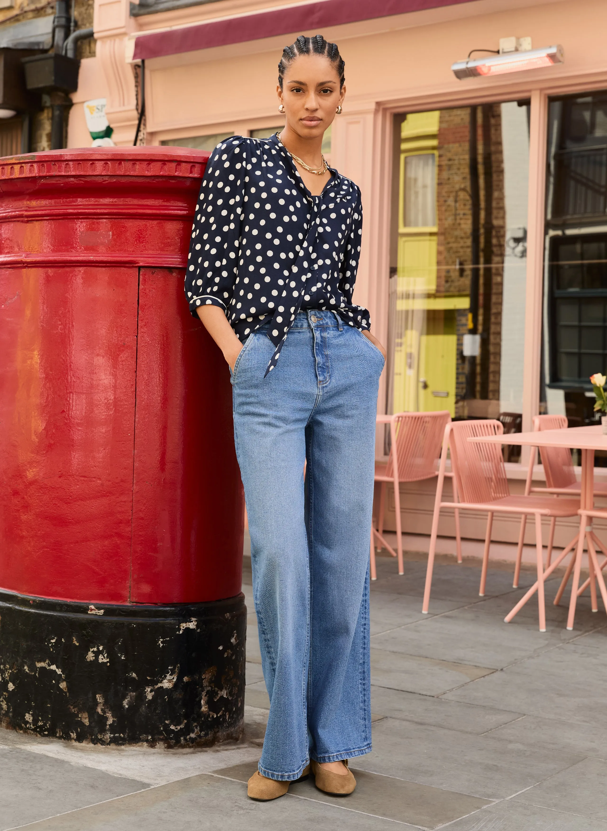 Amalie Printed?Tie Neck?Blouse