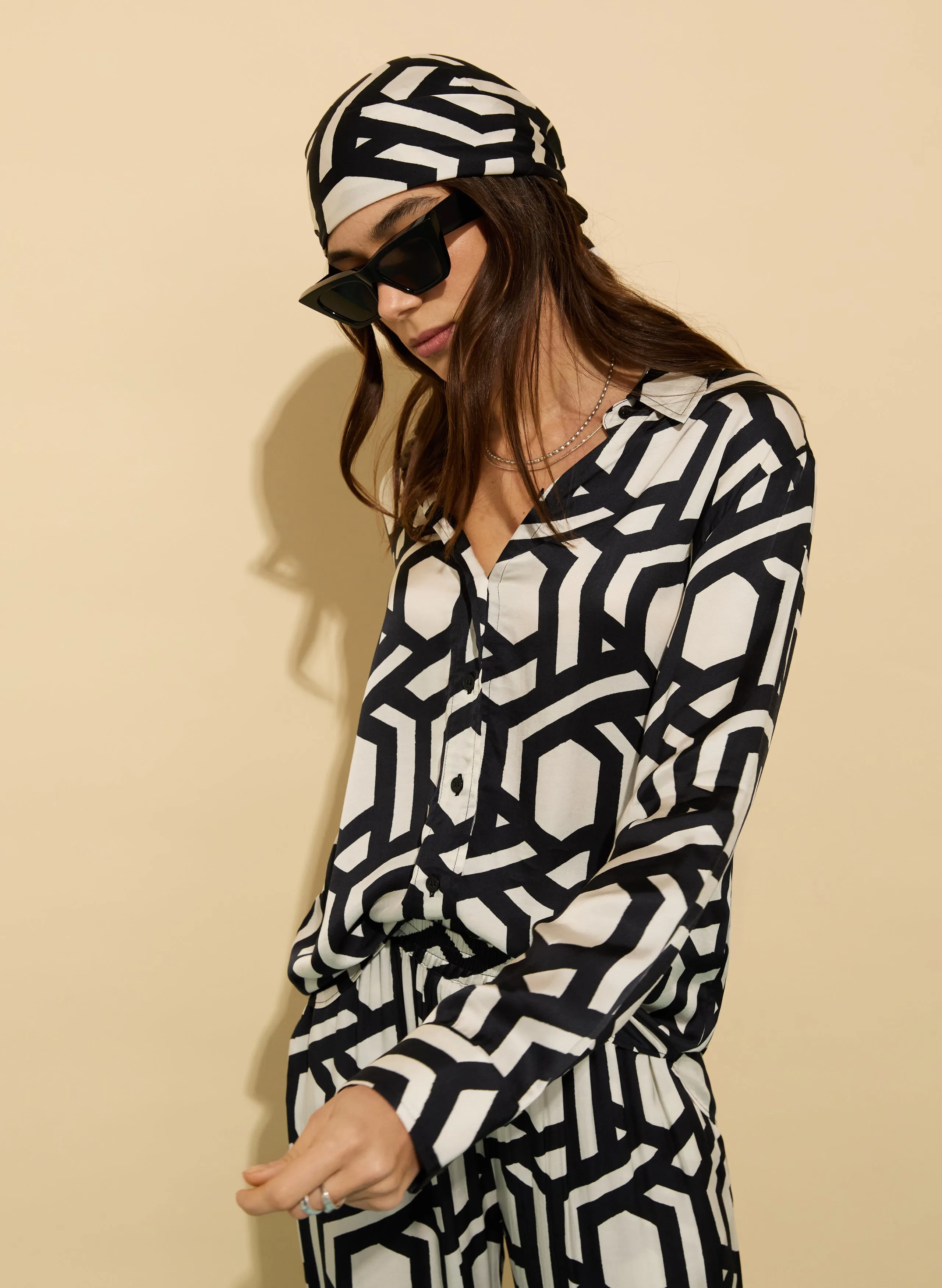 Ashlyn?Printed Satin Shirt