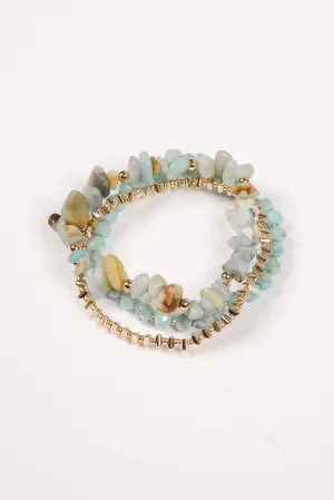 Aurora Mint Beaded Bracelet Set