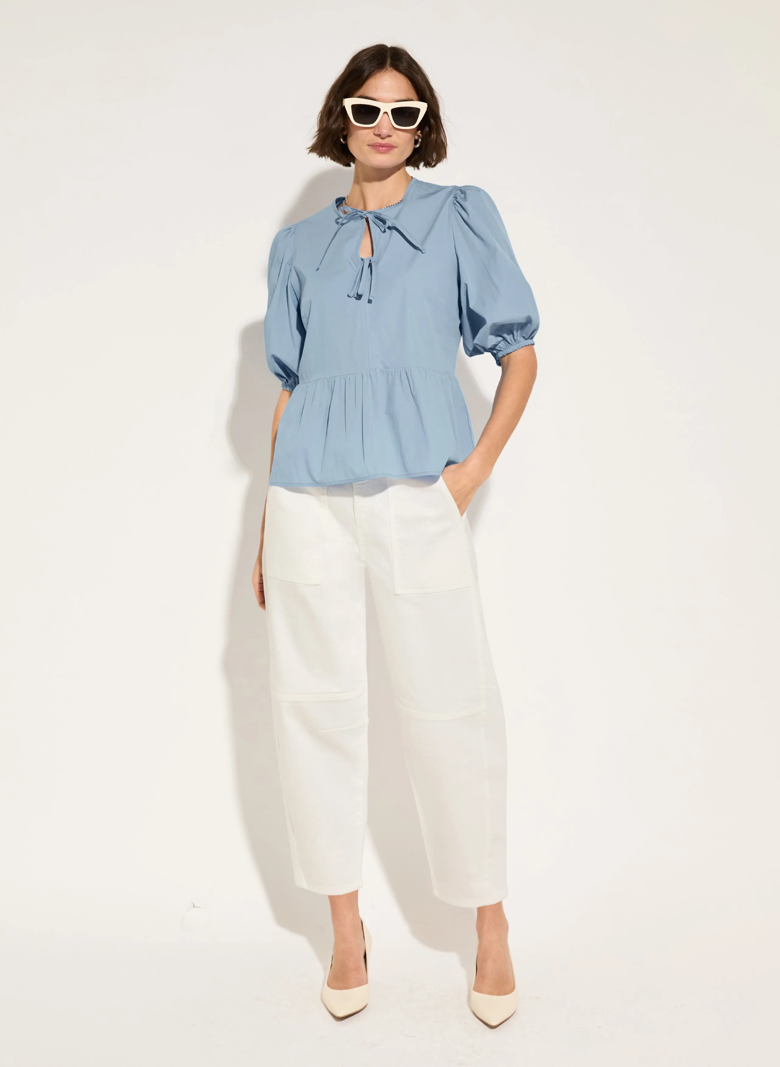 Azura?Organic Cotton Tie?Detail Blouse