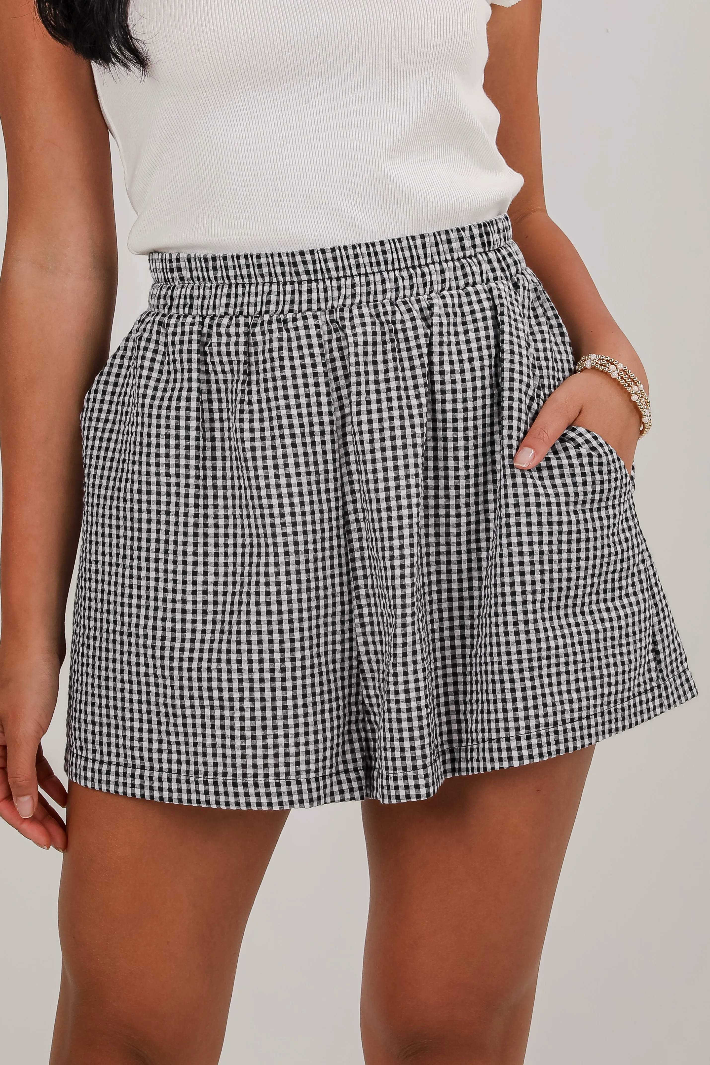 Be My Muse Black Gingham Shorts - DU DEAL