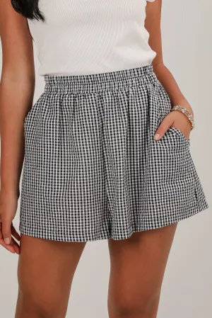 Be My Muse Black Gingham Shorts - DU DEAL