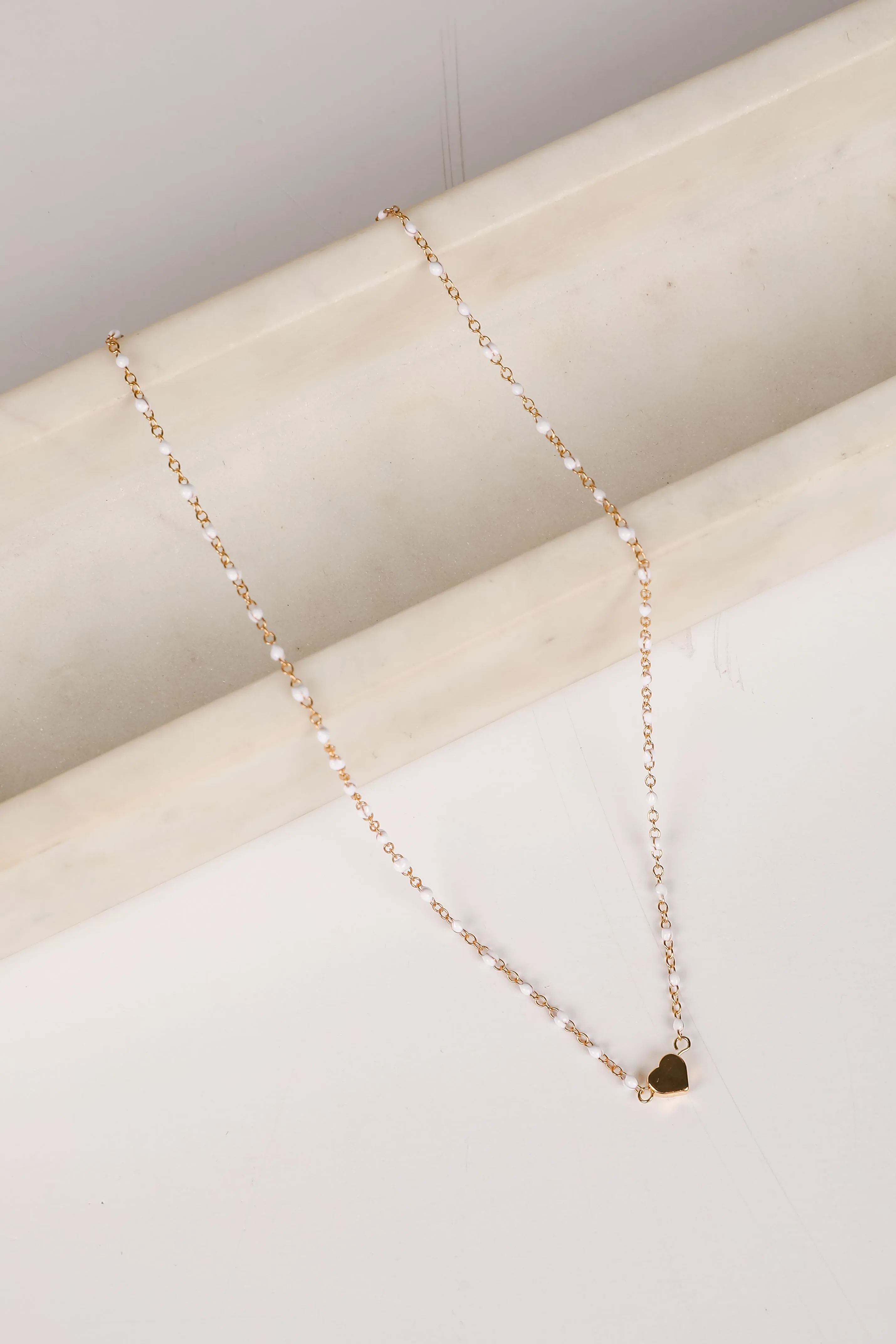 Blaire Beaded Heart Charm Necklace