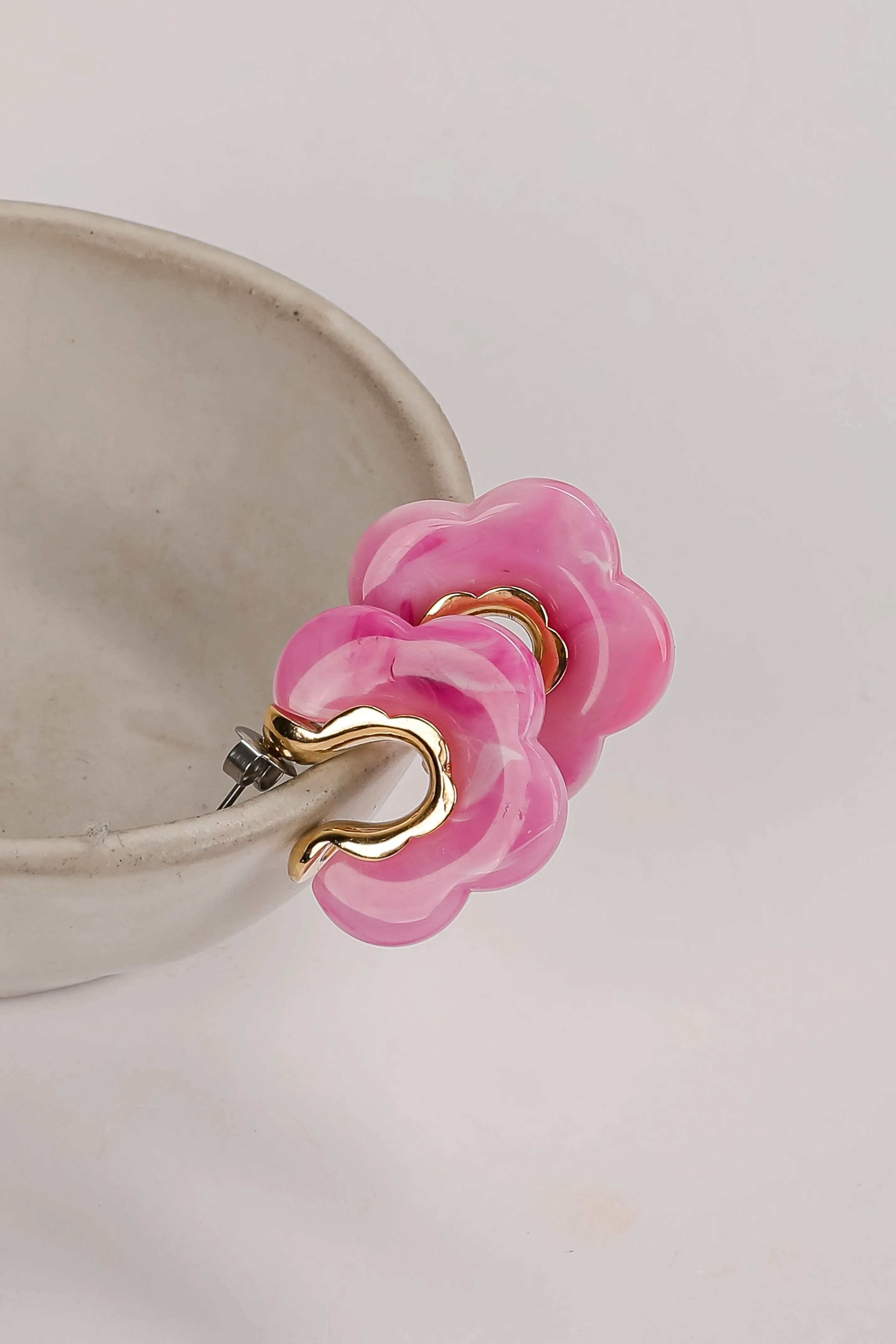 Bree Acrylic Flower Hoop Earrings