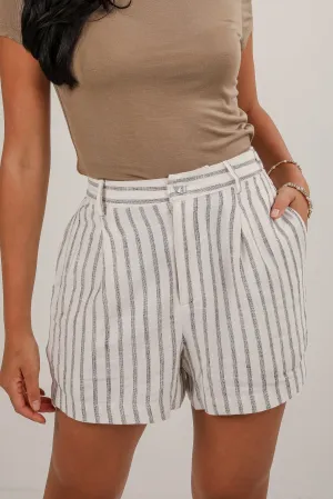Catching Compliments Ivory Striped Shorts