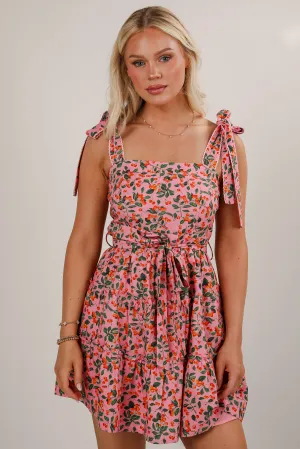 Cherry On Top Pink Tiered Mini Dress