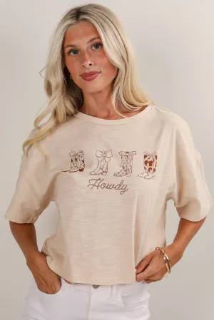 Cream Howdy Graphic Tee
