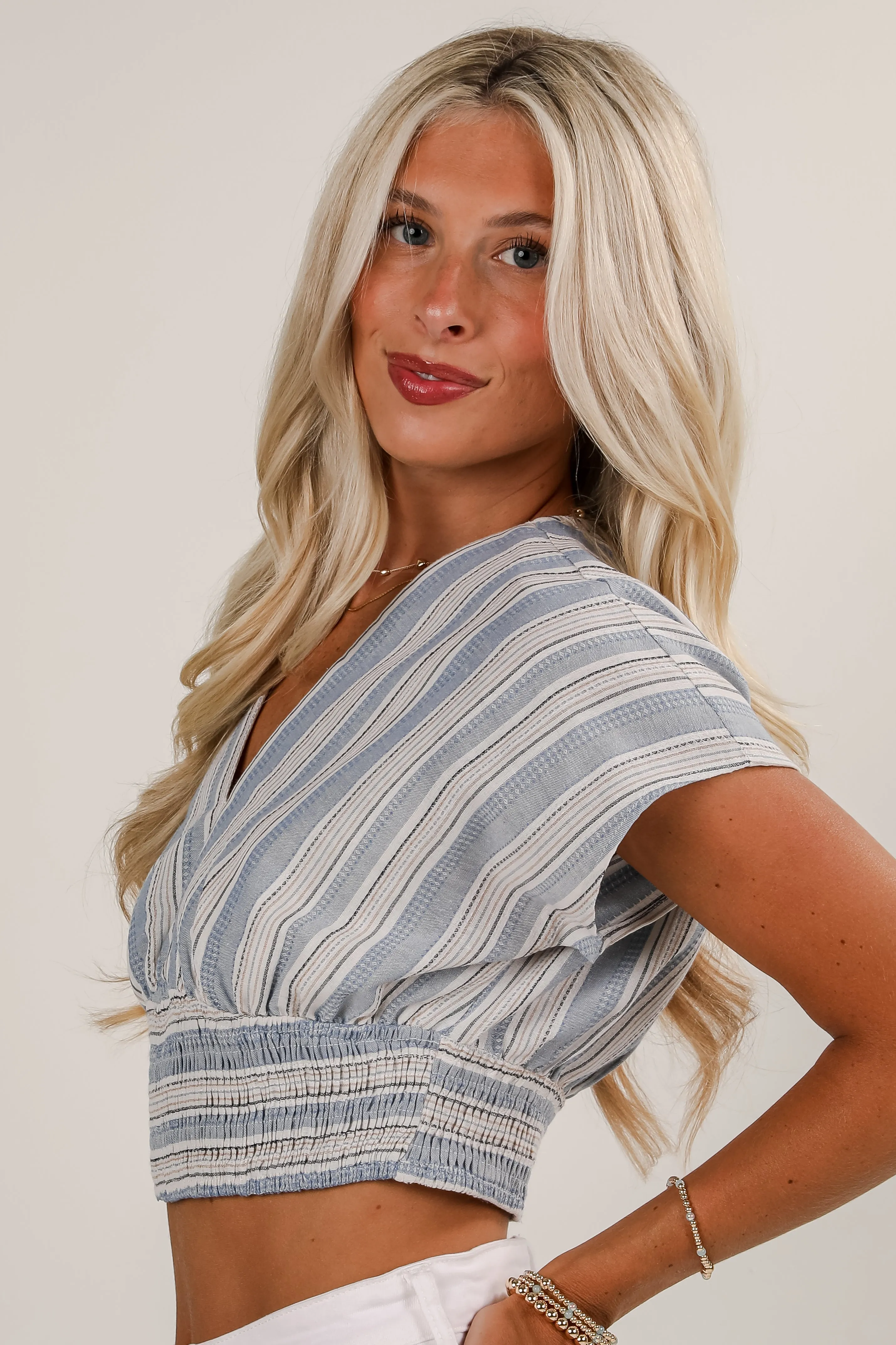 Feels Like Love Blue Striped Blouse