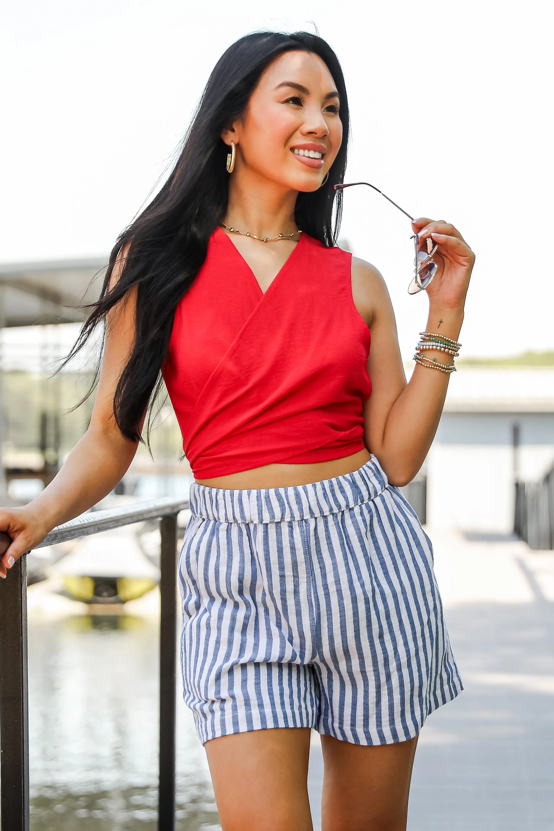 FINAL SALE - All American Denim Striped Linen Shorts