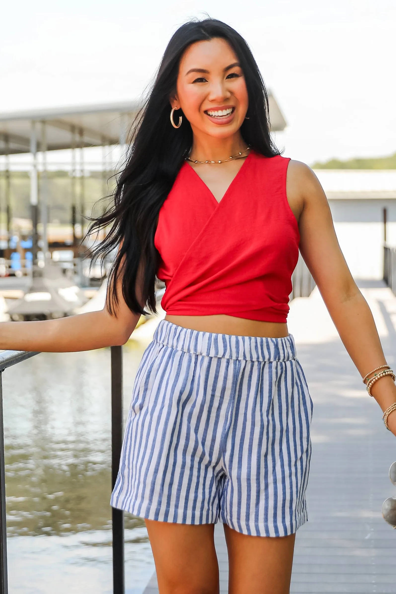 FINAL SALE - All American Denim Striped Linen Shorts