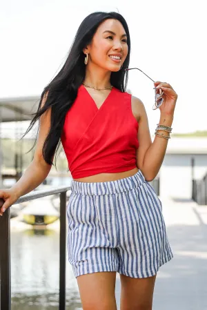 FINAL SALE - All American Denim Striped Linen Shorts