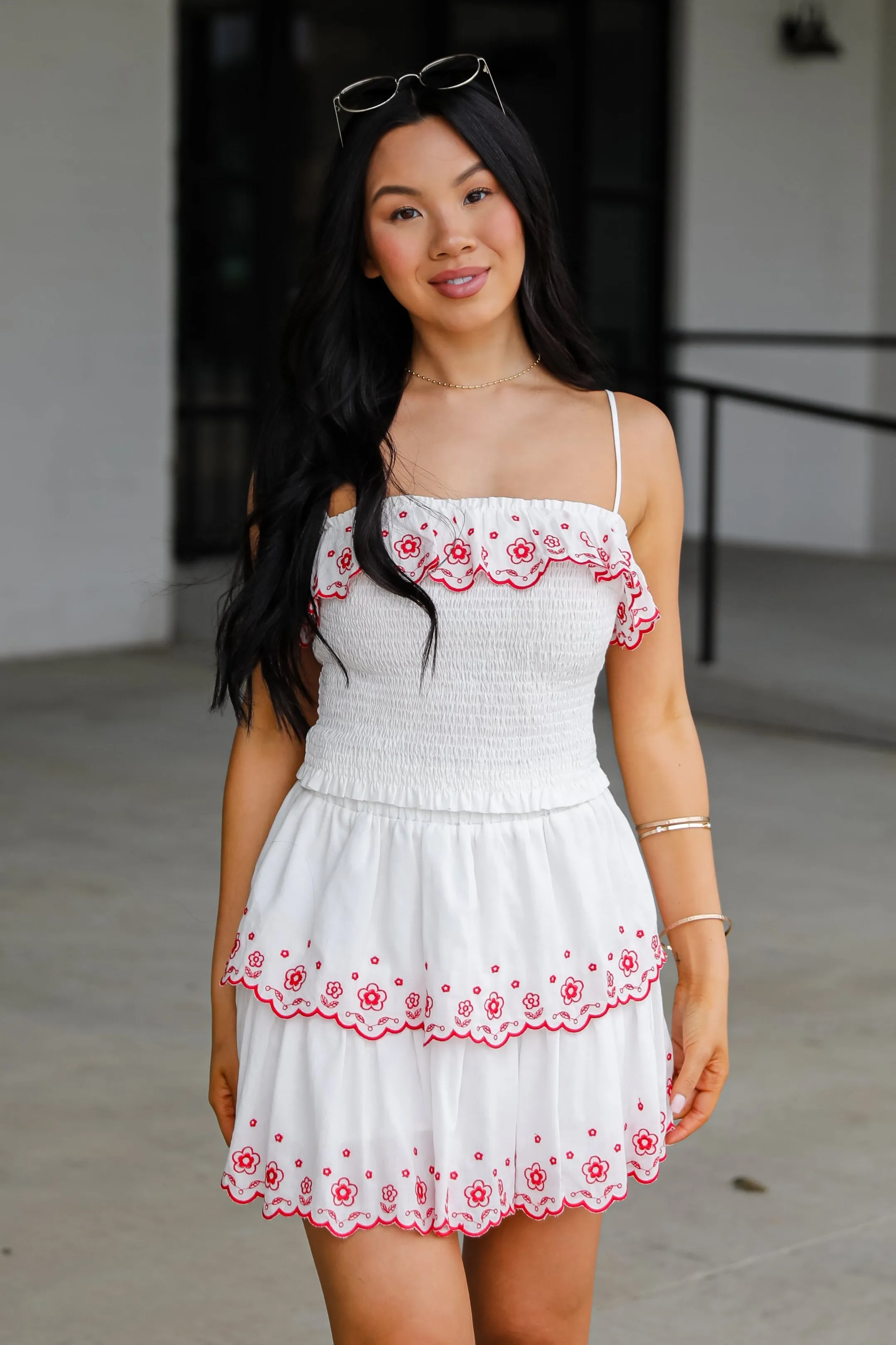 FINAL SALE - American Summer White Tiered Skort