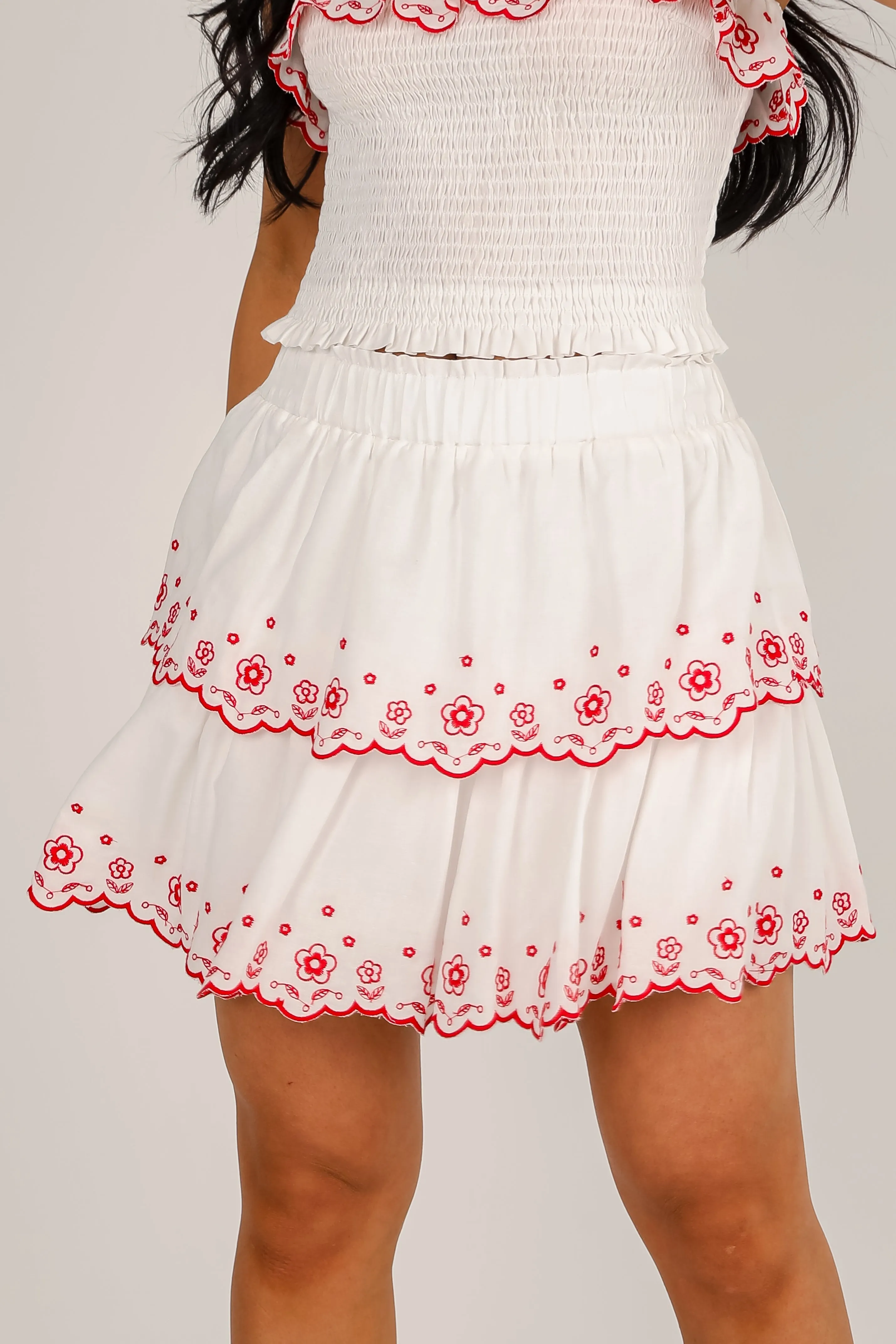 FINAL SALE - American Summer White Tiered Skort