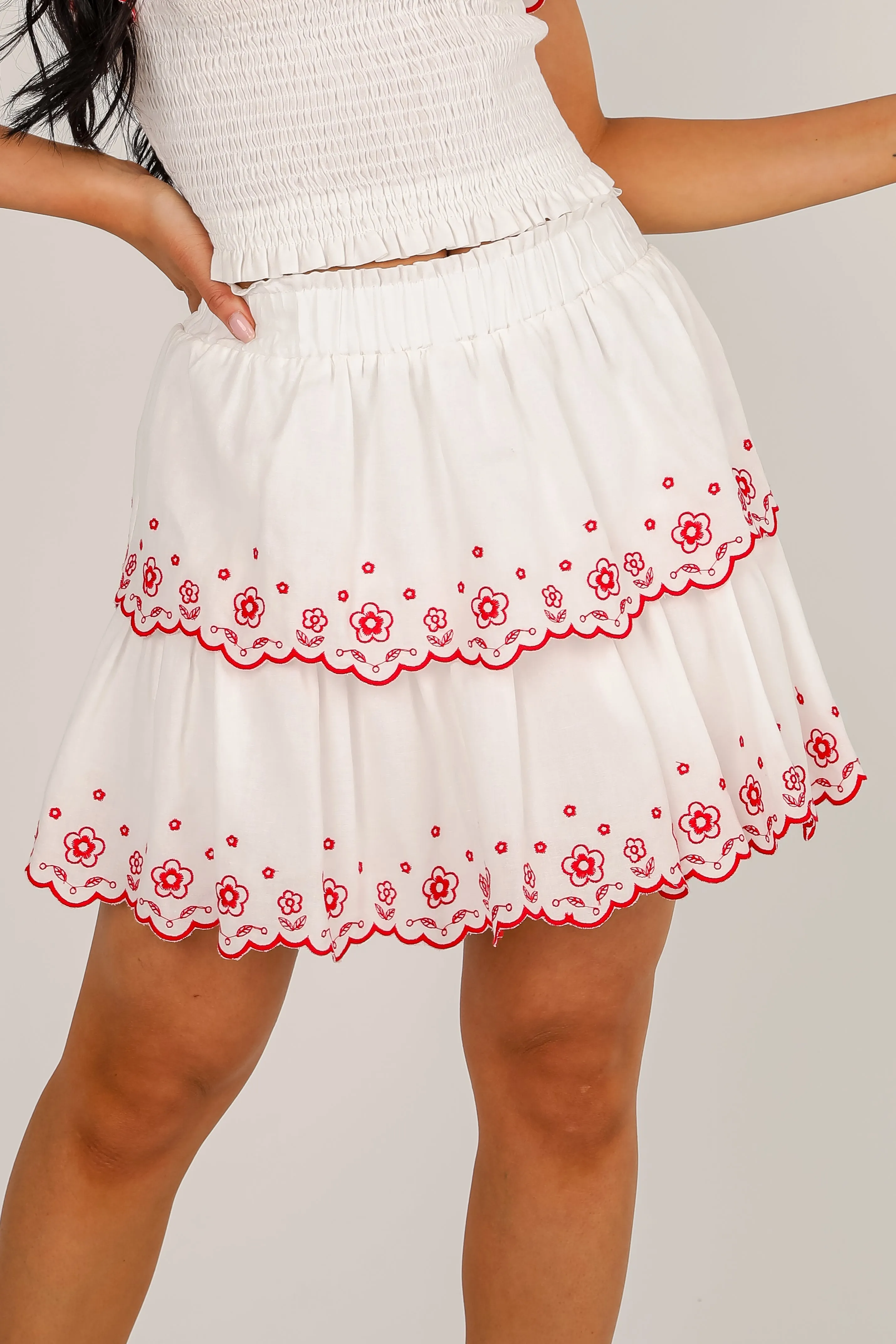 FINAL SALE - American Summer White Tiered Skort