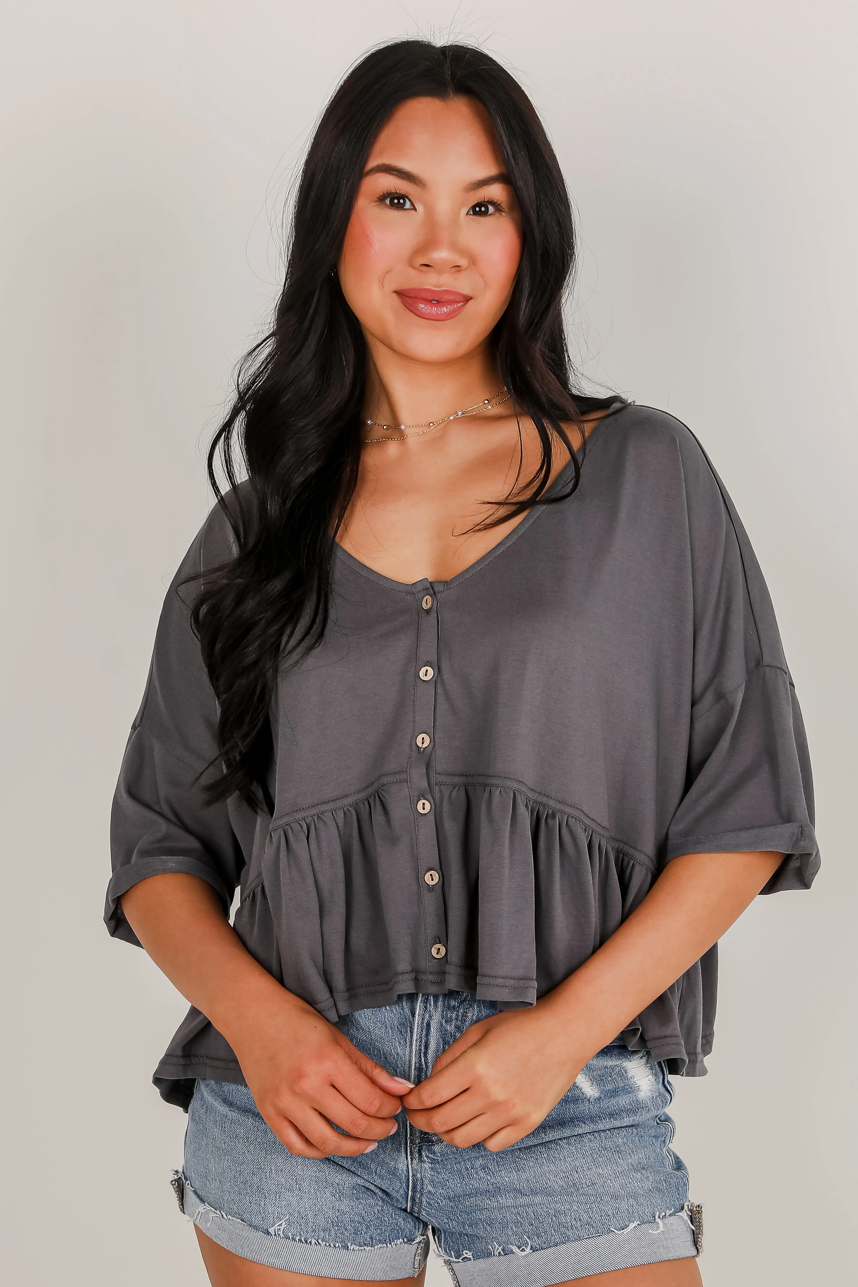 FINAL SALE - Breezy Charm Babydoll Top - DU DEAL