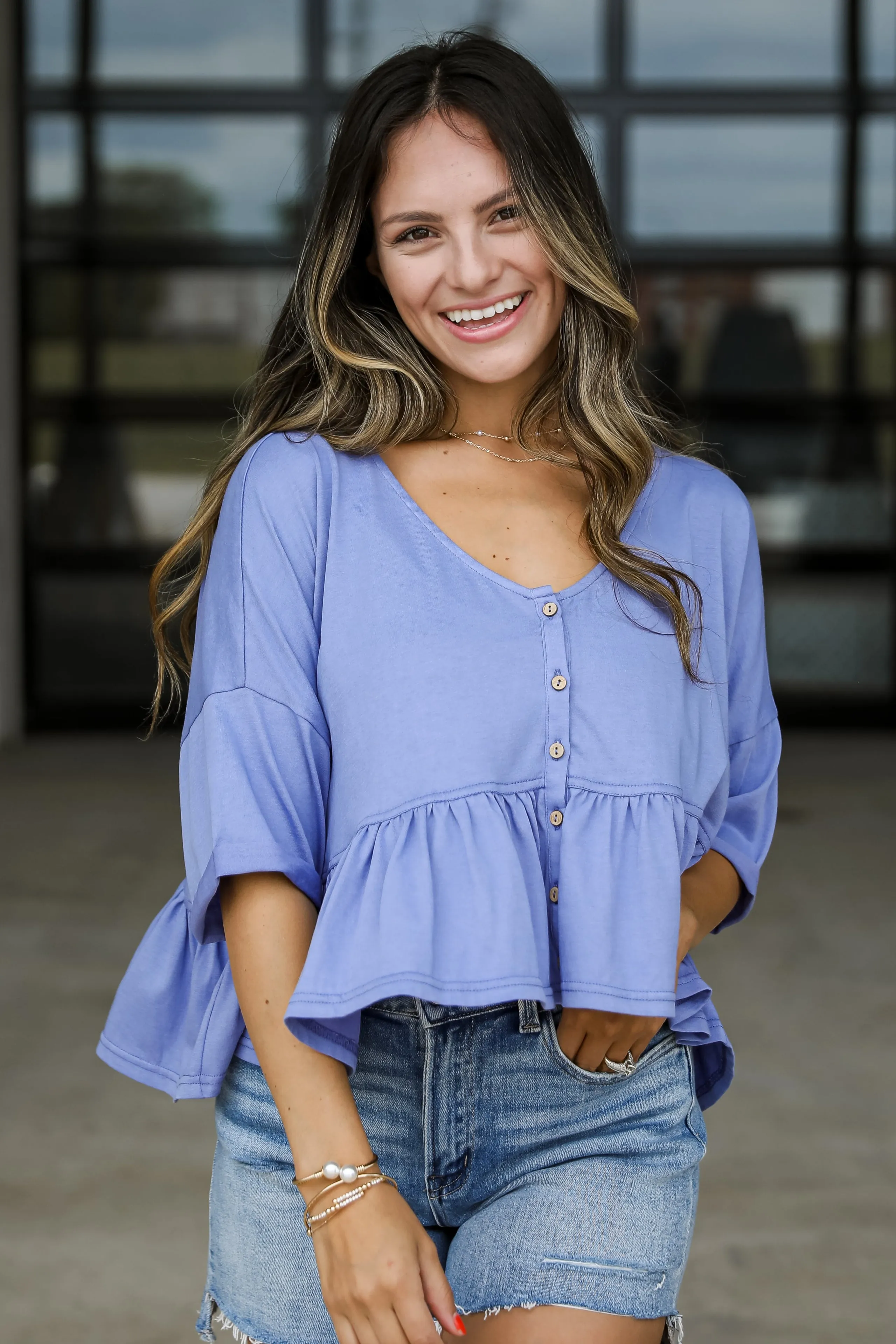 FINAL SALE - Breezy Charm Babydoll Top - DU DEAL