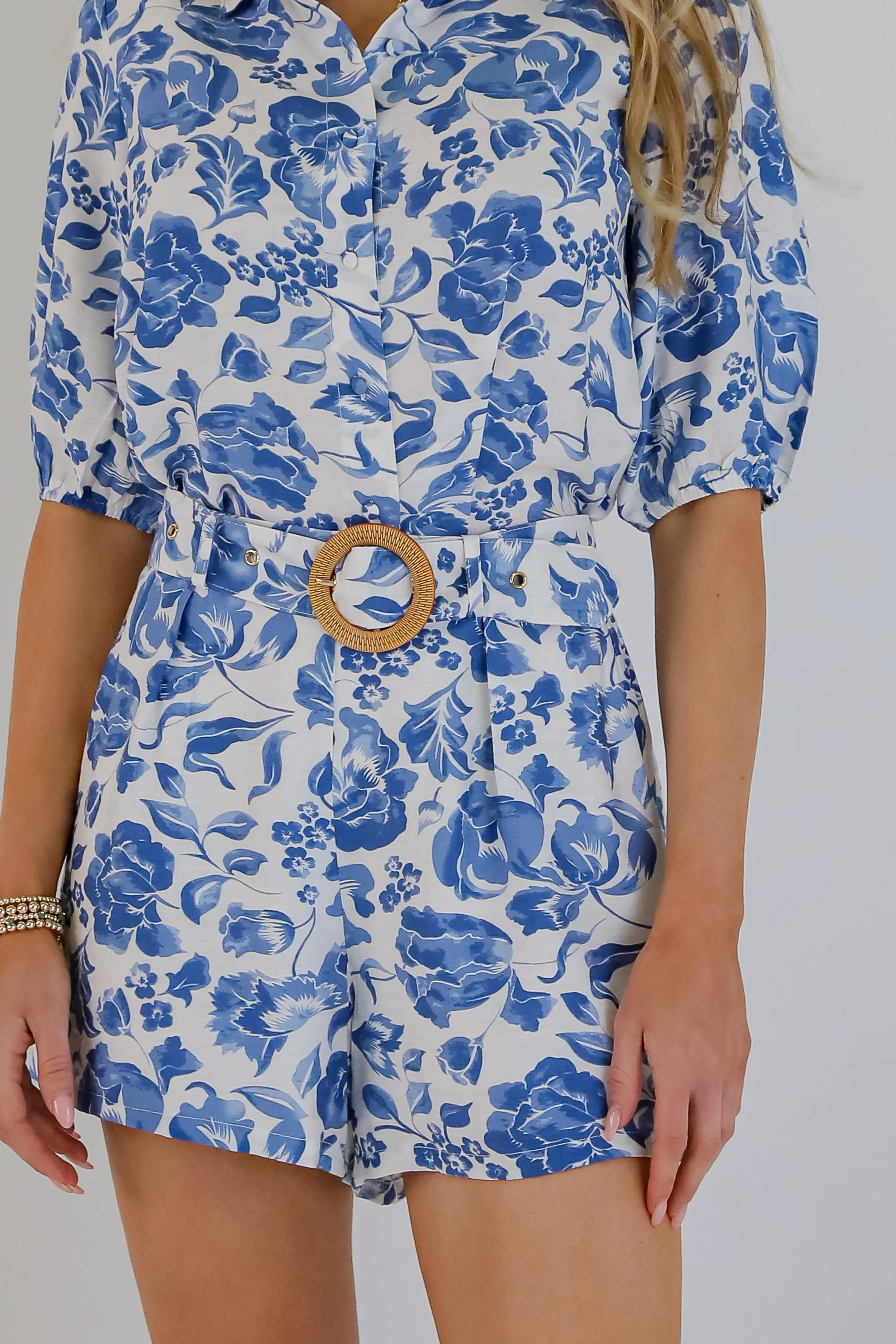 FINAL SALE - Decidedly Summery Blue Floral Blouse