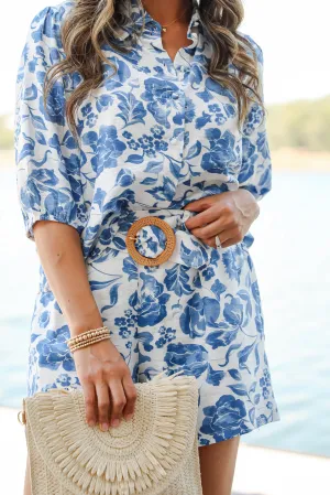 FINAL SALE - Decidedly Summery Blue Floral Blouse