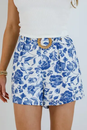 FINAL SALE - Decidedly Summery Blue Floral Shorts