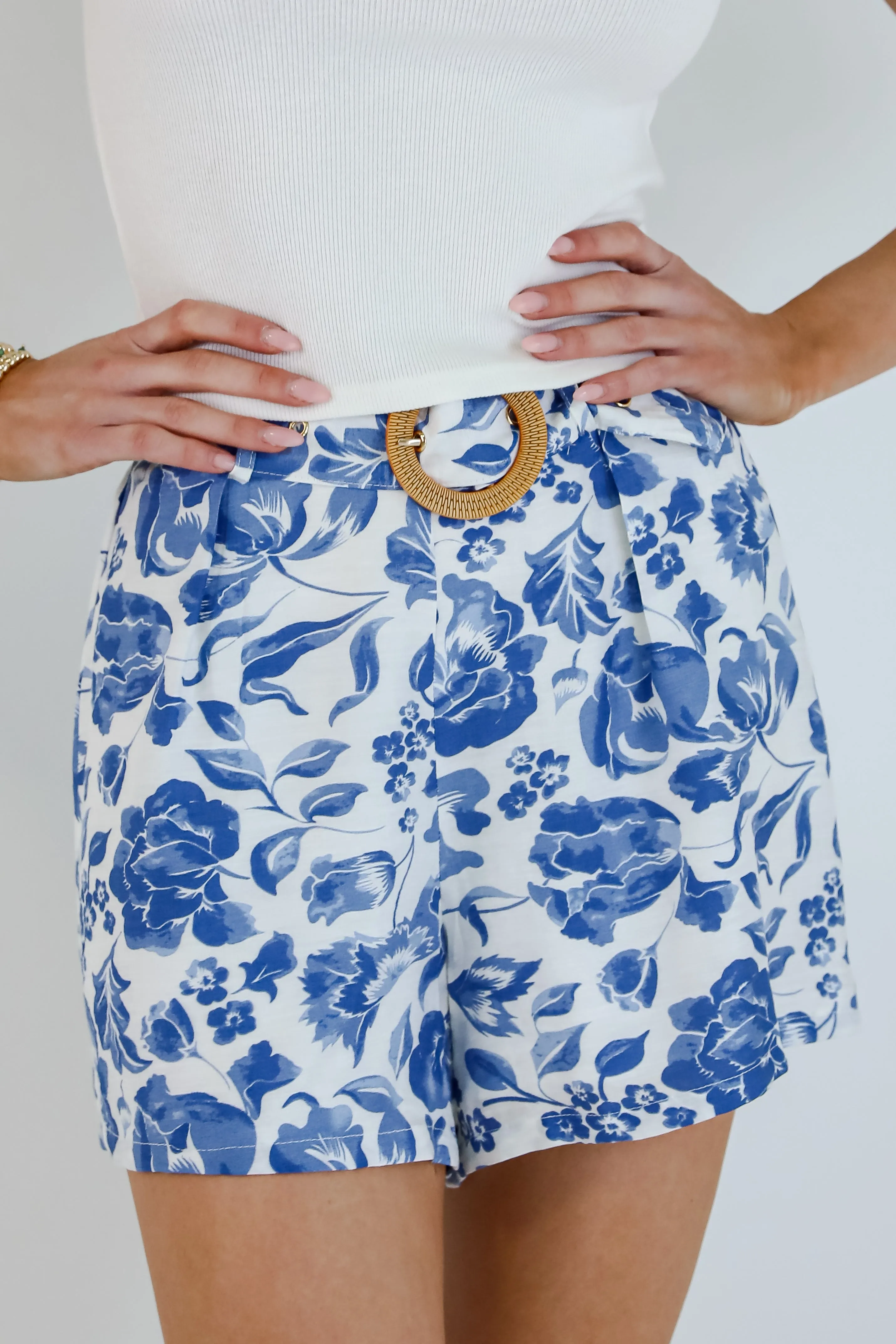 FINAL SALE - Decidedly Summery Blue Floral Shorts