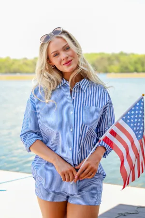 FINAL SALE - Do Not Disturb Striped Button-Up Blouse