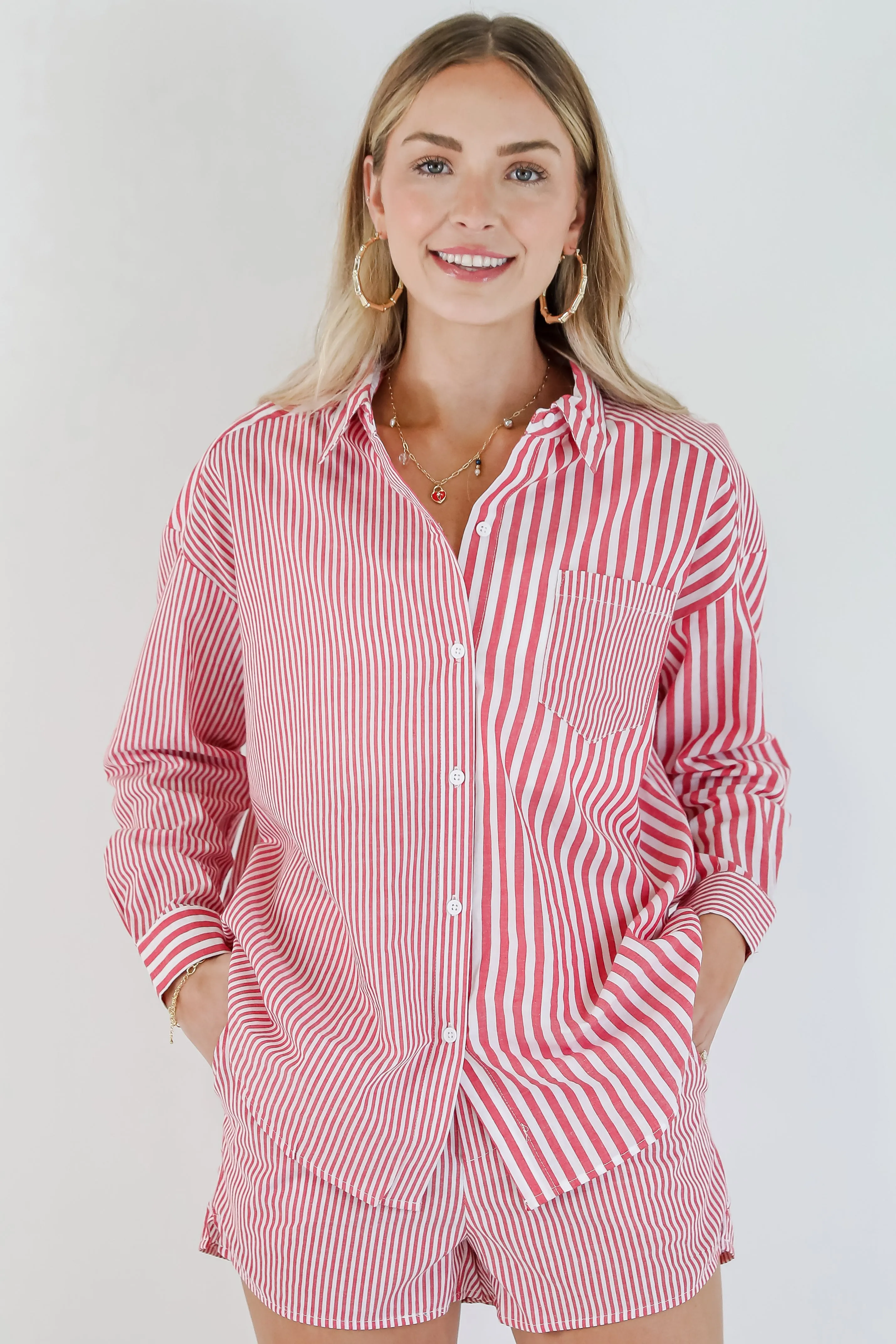 FINAL SALE - Do Not Disturb Striped Button-Up Blouse
