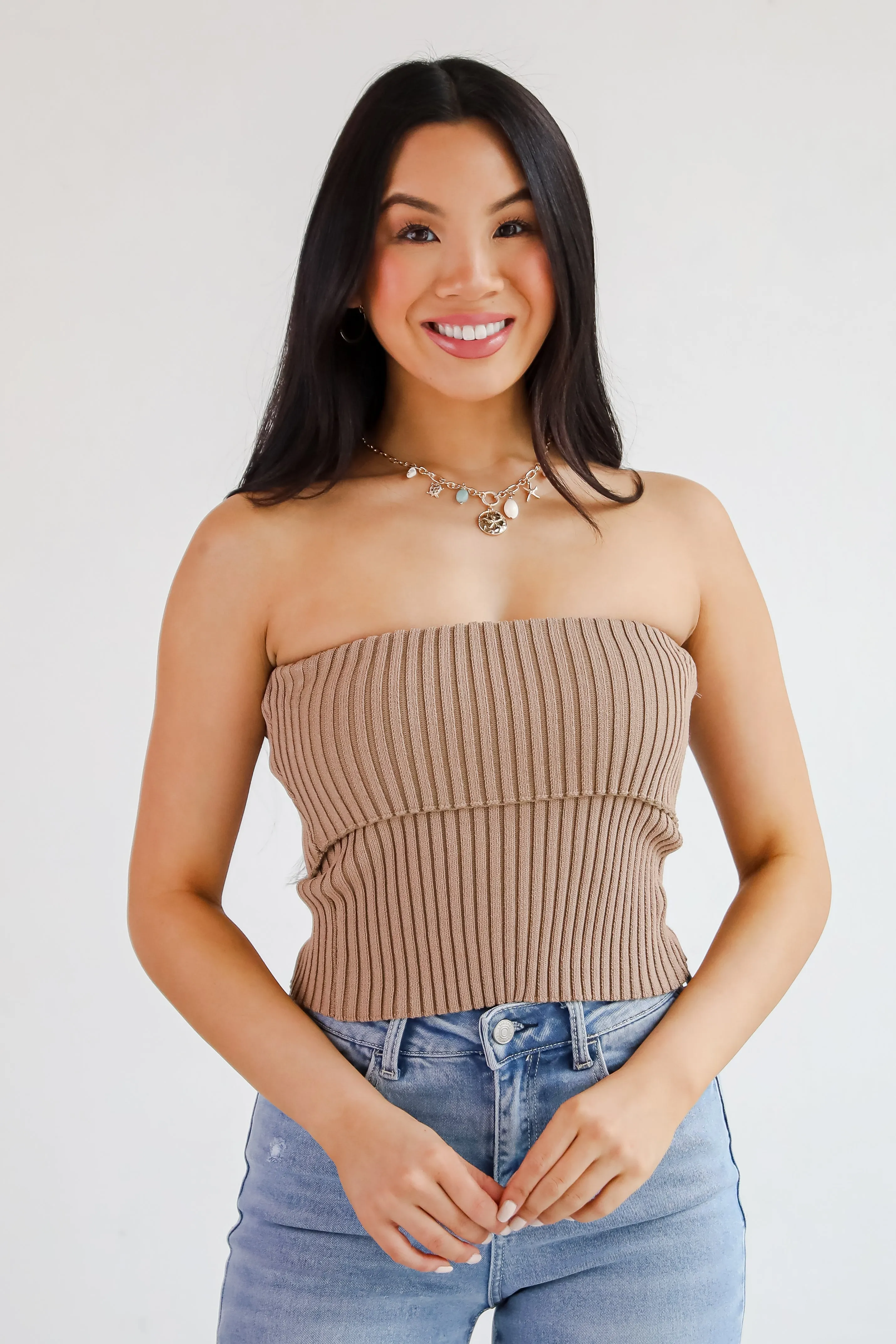 FINAL SALE - Effortless Escape Knit Strapless Top - DU DEAL
