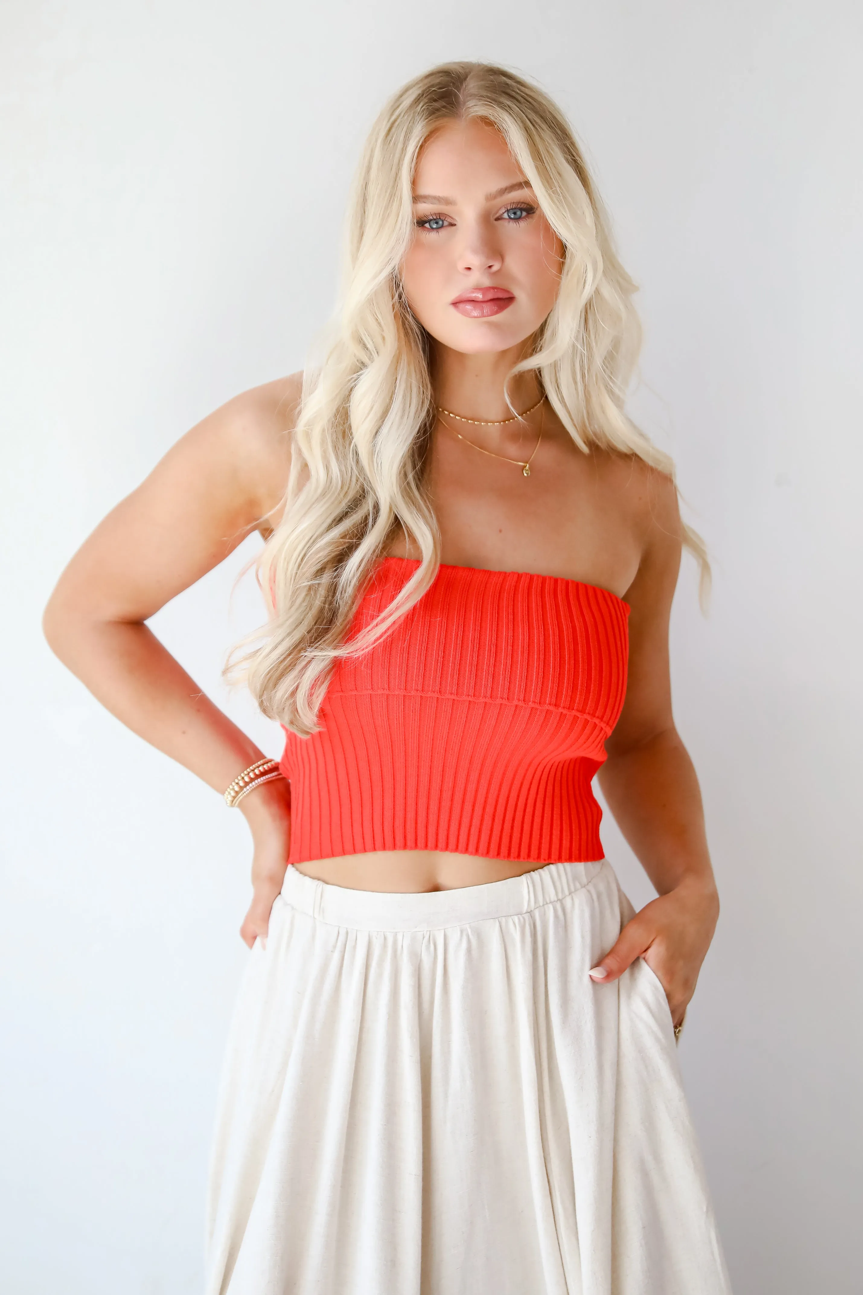 FINAL SALE - Effortless Escape Knit Strapless Top - DU DEAL