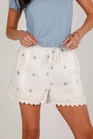 FINAL SALE - Look This Way White Floral Lace Shorts