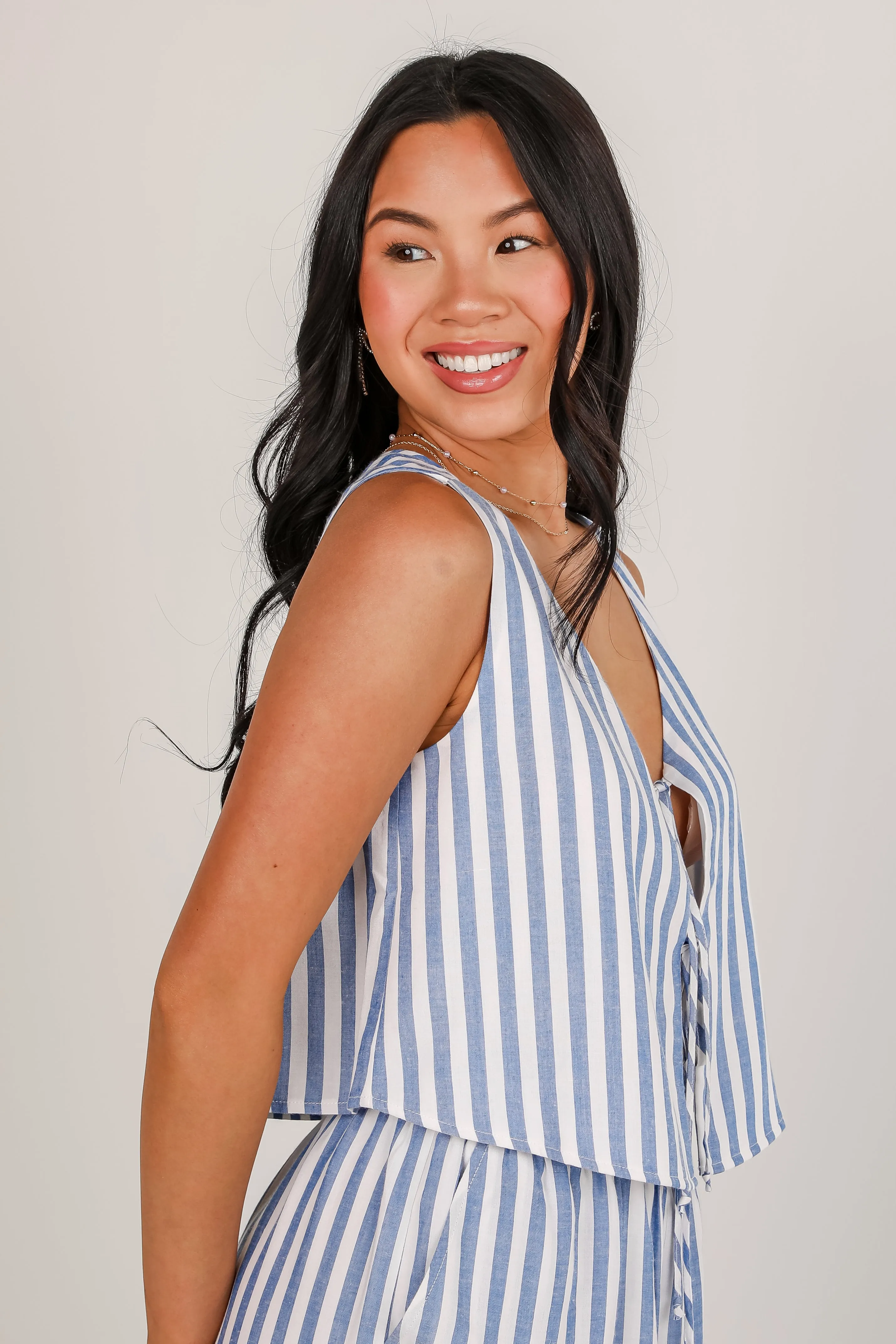 FINAL SALE - Make It Last Navy Striped Bow Tank - DU DEAL