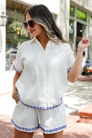 FINAL SALE - Mykonos Memories Ivory Blouse
