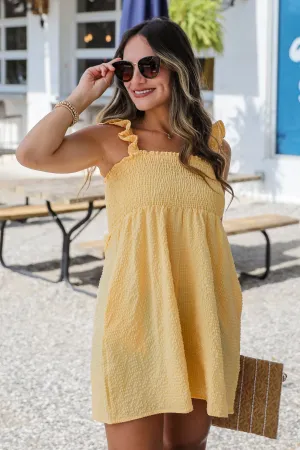 FINAL SALE - Picnic Time Yellow Seersucker Smocked Romper