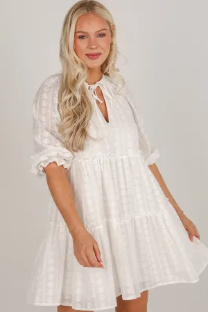 FINAL SALE - Reason To Love White Eyelet Tiered Mini Dress