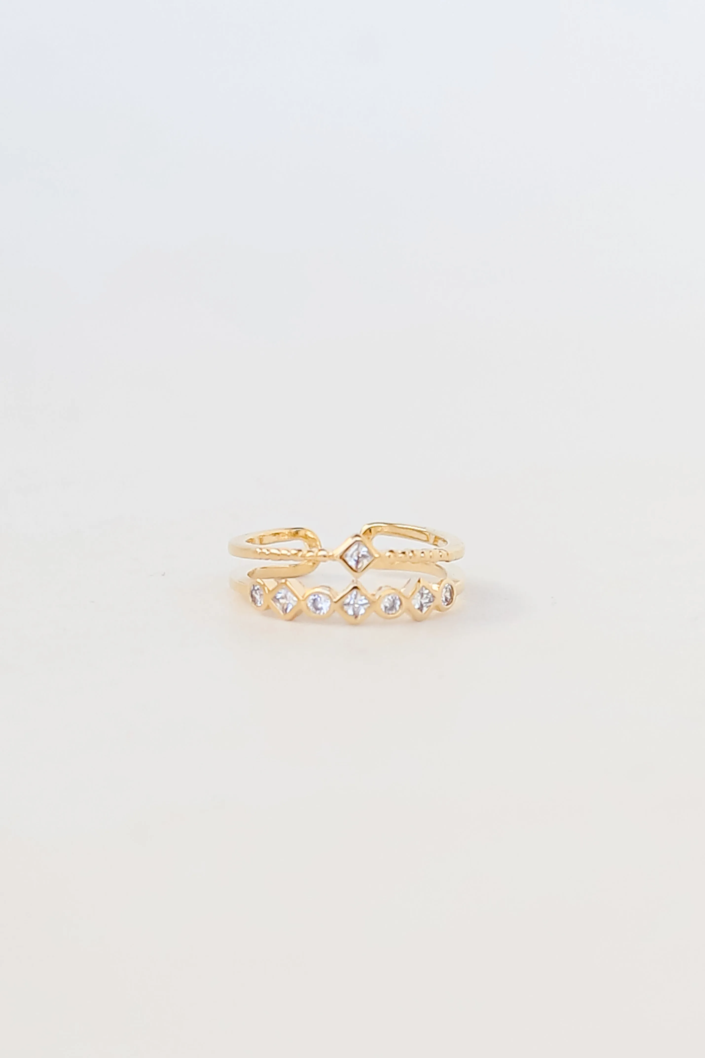 FINAL SALE - Sami Gold Rhinestone Double Ring