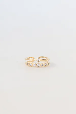 FINAL SALE - Sami Gold Rhinestone Double Ring