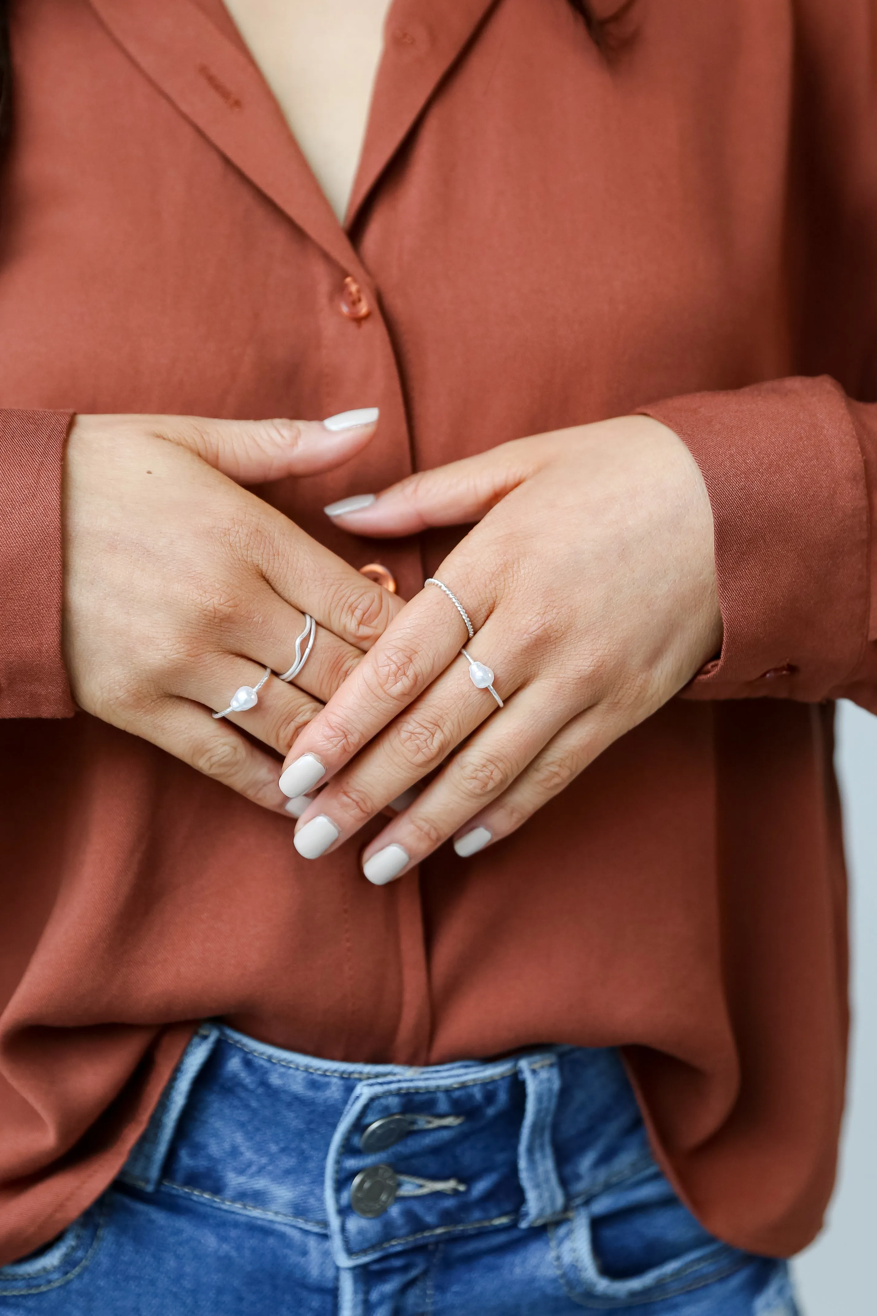 FINAL SALE - Teagan Pearl Ring Set