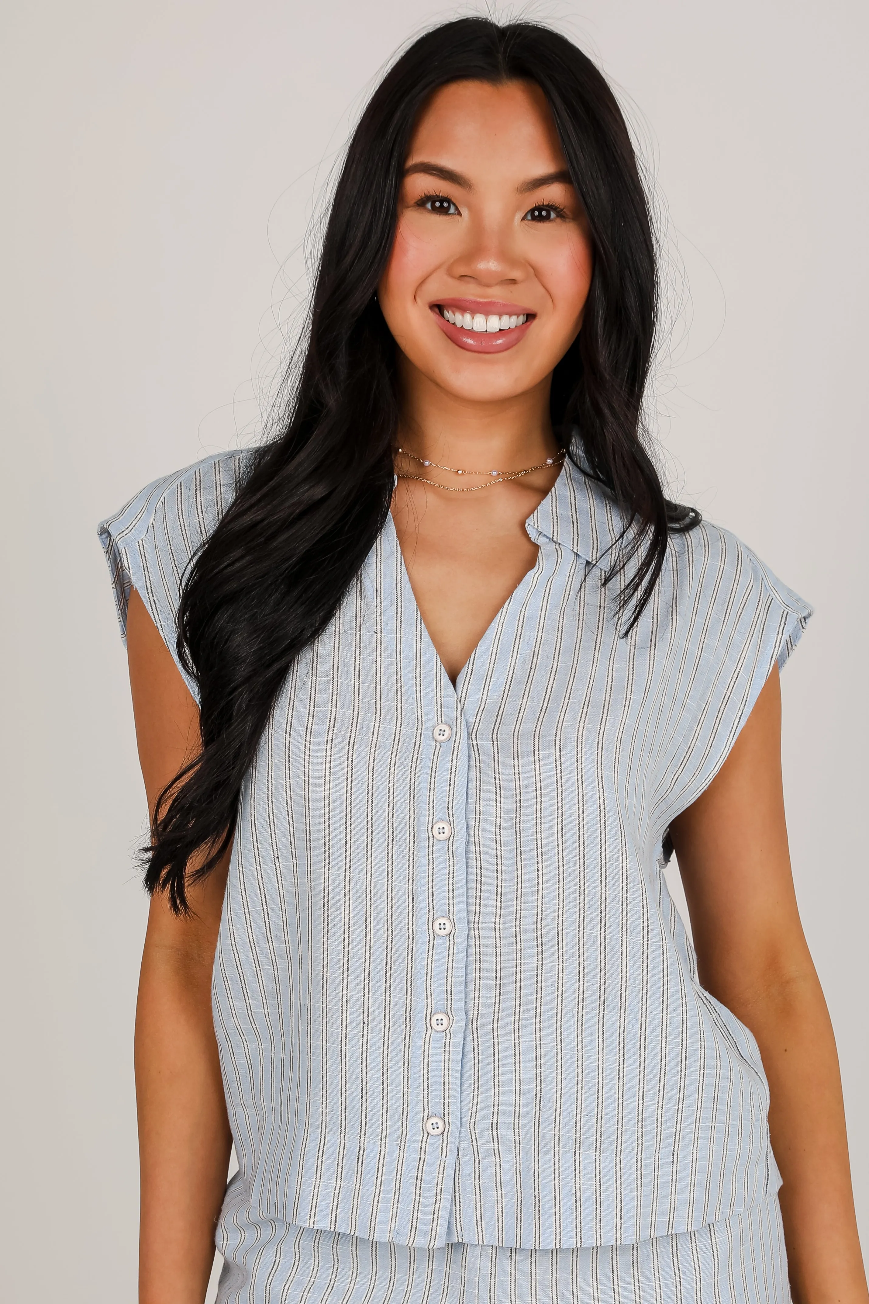 FINAL SALE - The Way It Is Light Blue Striped Blouse