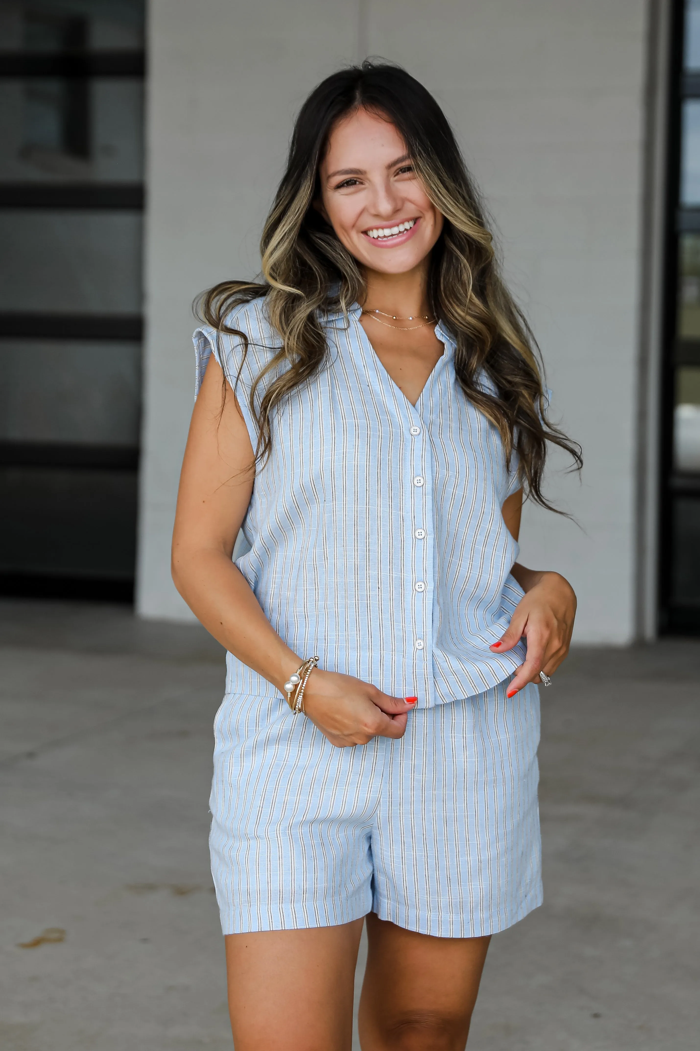 FINAL SALE - The Way It Is Light Blue Striped Blouse