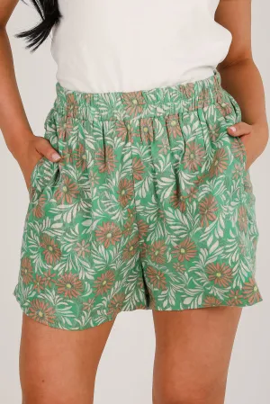 FINAL SALE - This Time Green Floral Shorts