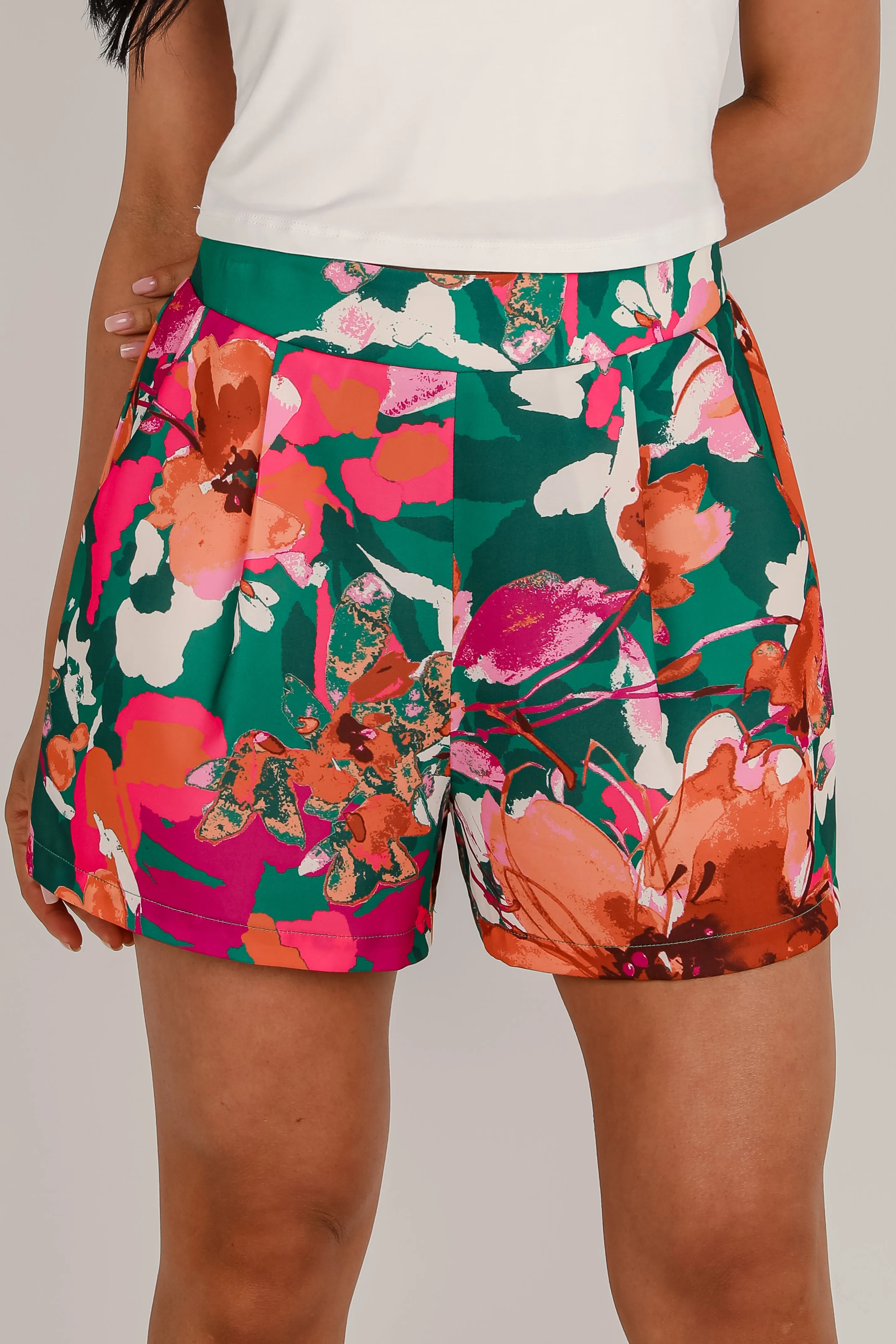 FINAL SALE - Wild At Heart Green Floral Shorts