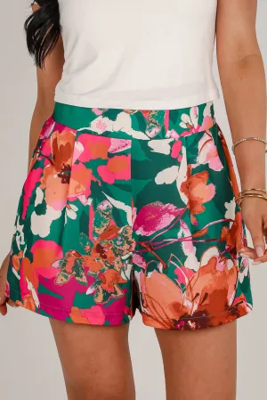 FINAL SALE - Wild At Heart Green Floral Shorts