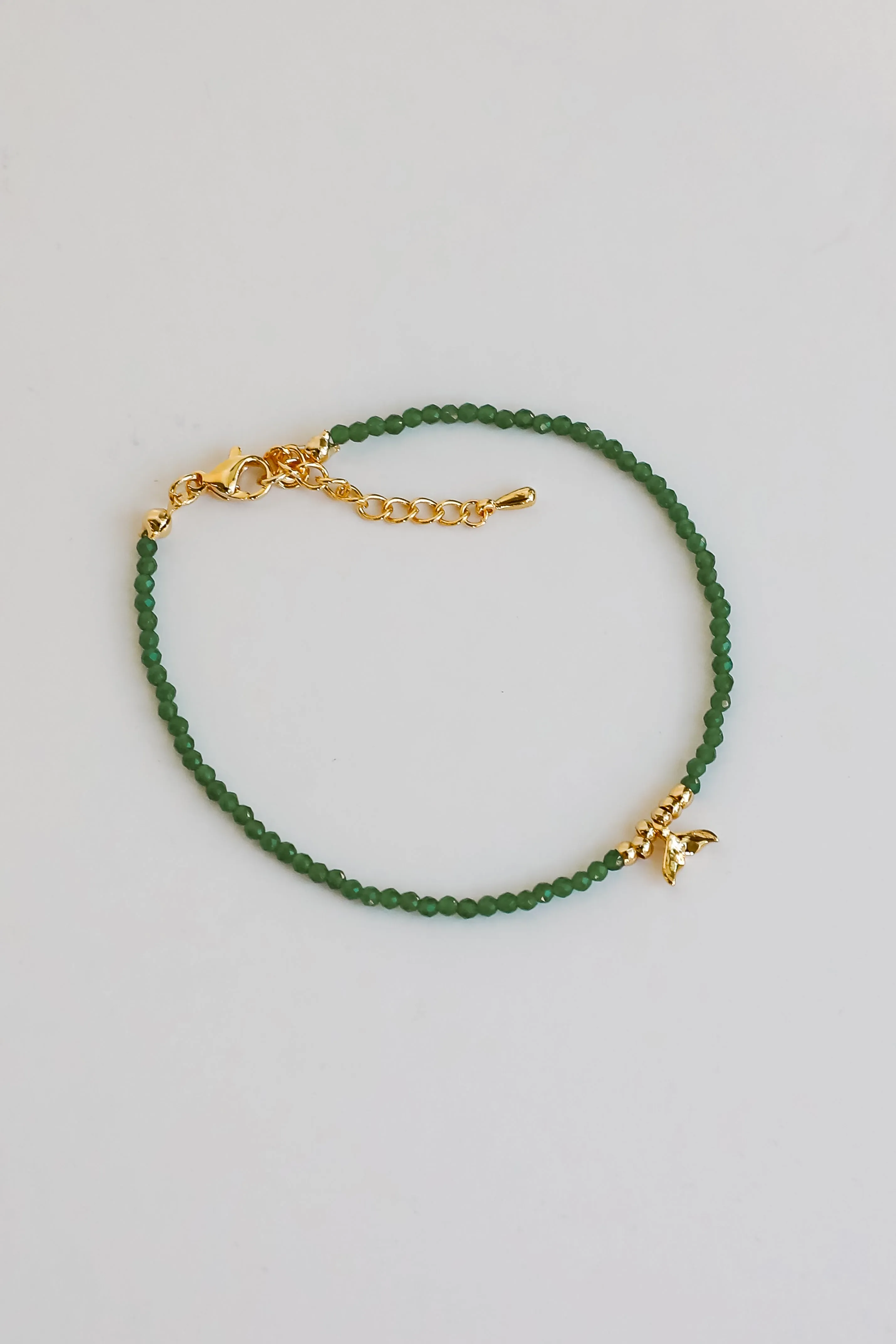 Gemma Green Tail Beaded Bracelet