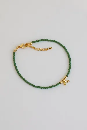 Gemma Green Tail Beaded Bracelet