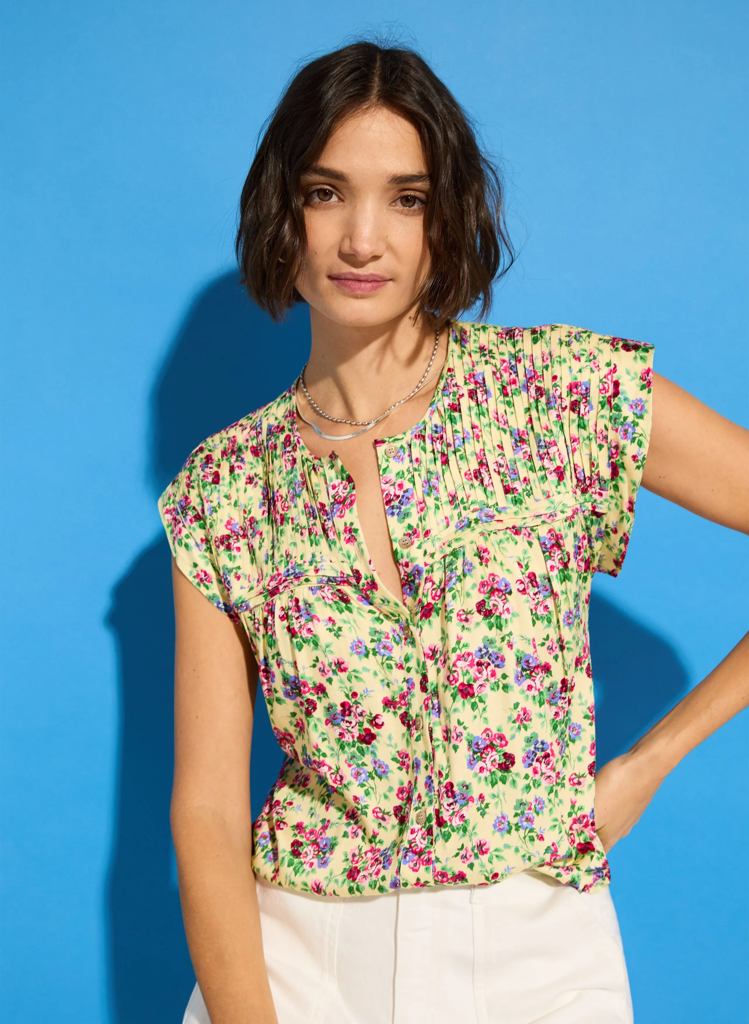Gia?Satin Cap Sleeve Blouse