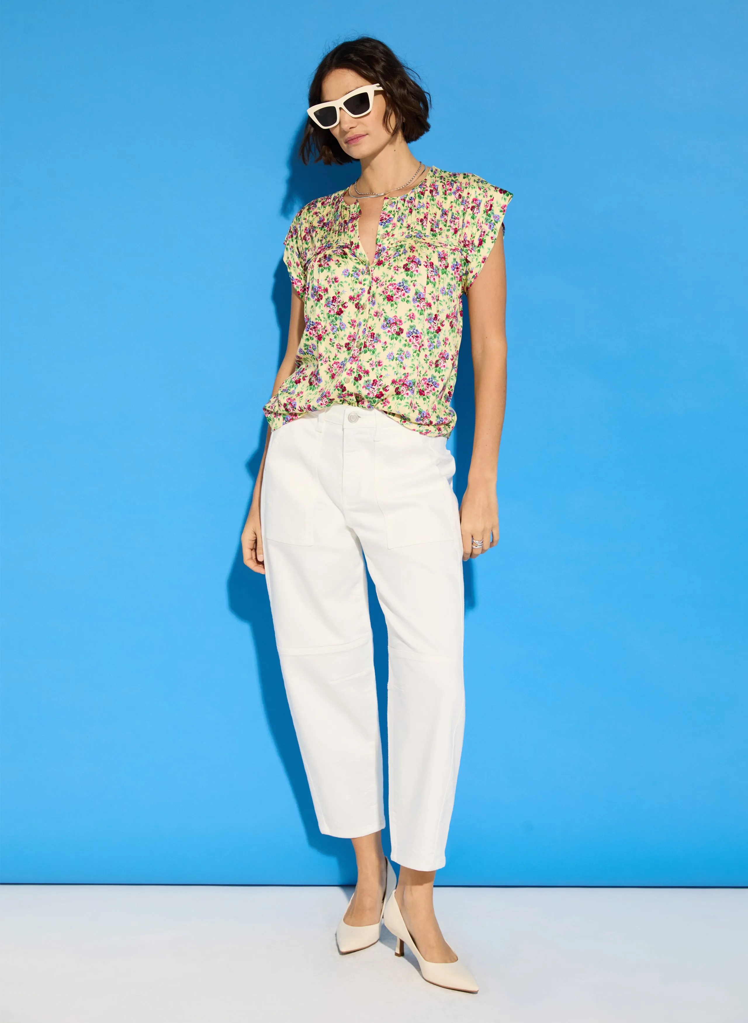 Gia?Satin Cap Sleeve Blouse