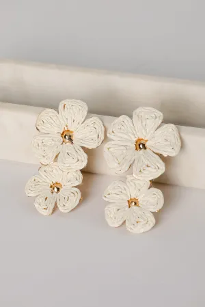 Gracie Straw Flower Drop Earrings