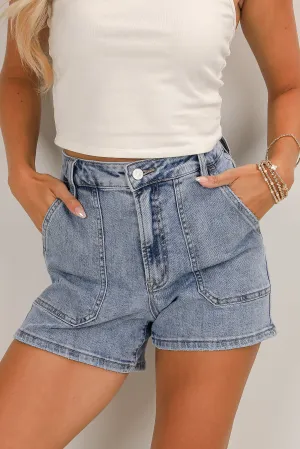 Gretchen Medium Wash High-Rise Mom Denim Shorts
